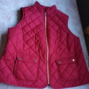 St Johns Bay Puffer Vest Women's Red Plus Size 0X Zipper pockets snap pockets